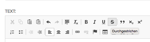 Schaltfläche "Durchgestrichen" im CKEditor