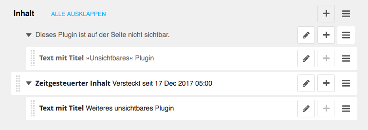 Strukturmodus mit »unsichtbaren« Plugins