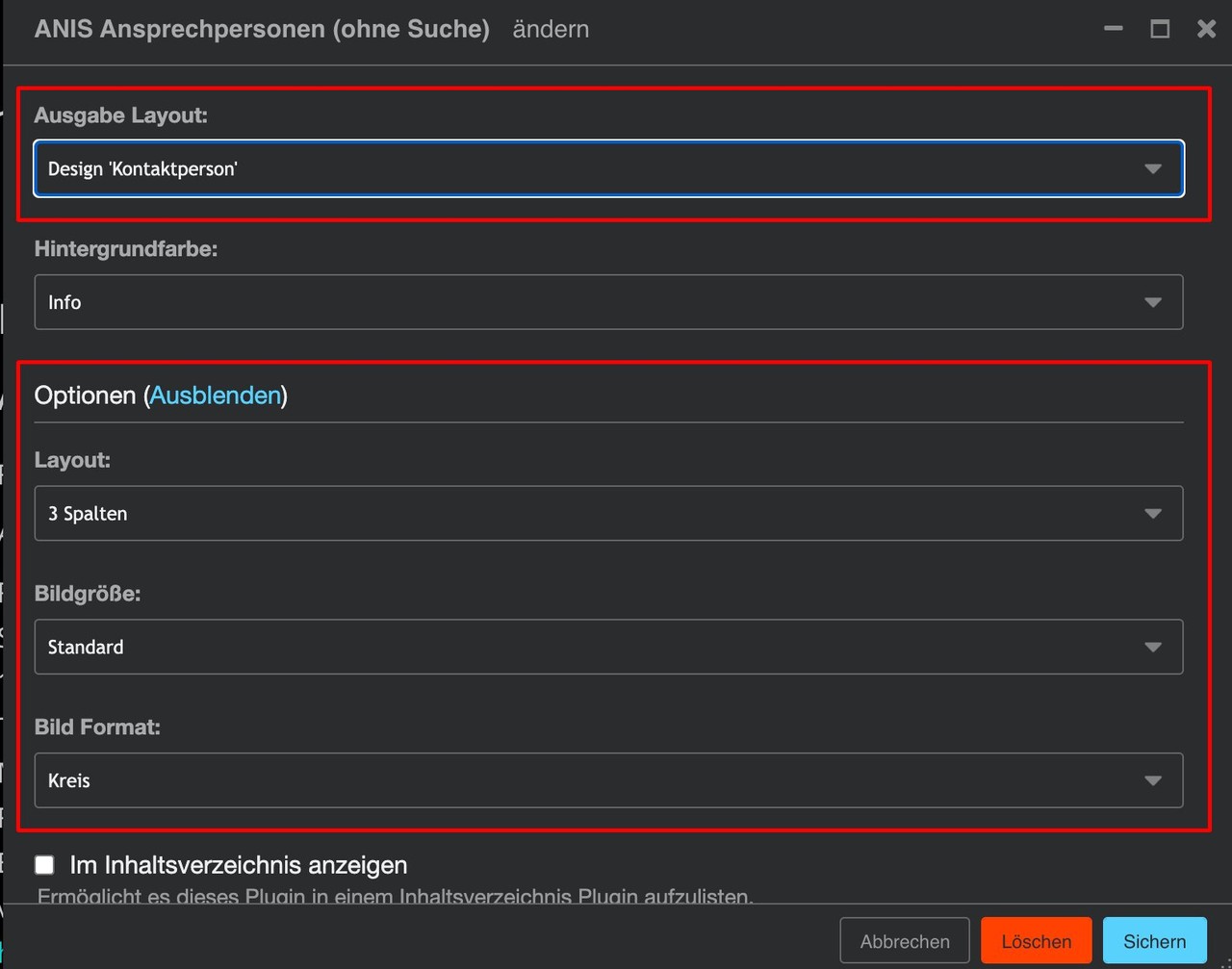 Neue Layout-Optionen für 037 ANIS Ansprechpersonen (ohne Suche)