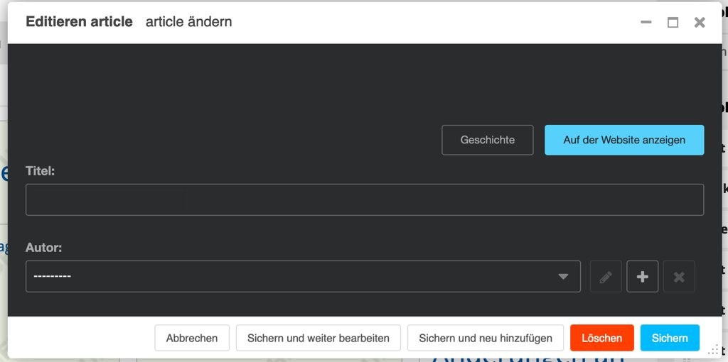Screenshot eines Editieren-Fensters im Darkmode-Modus mit weißer Titel- und Fußleiste