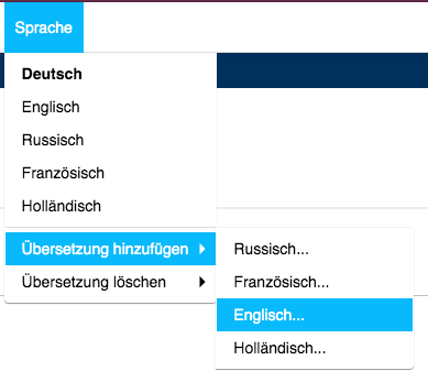 django CMS-Toolbar Sprache - Übersetzung hinzufügen