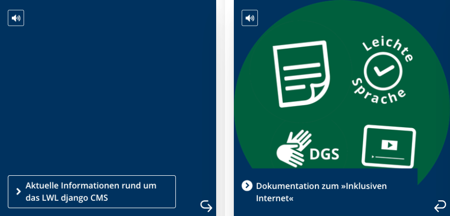 Screenshot von 2 Wendekarten mit Linkfunktion