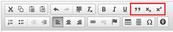 Screenshot Bearbeiten-Buttons des CKEditors, tief-/hochgestellt und Zitat rot umrandet hervorgehoben