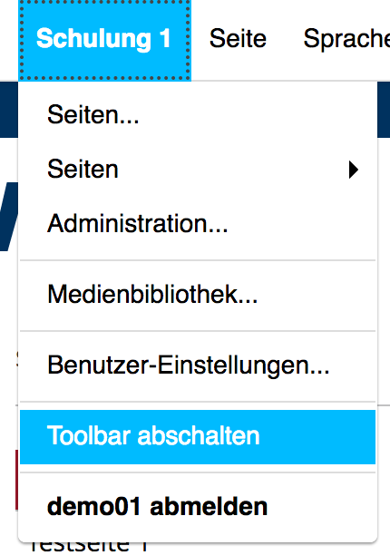 Toolbar abschalten