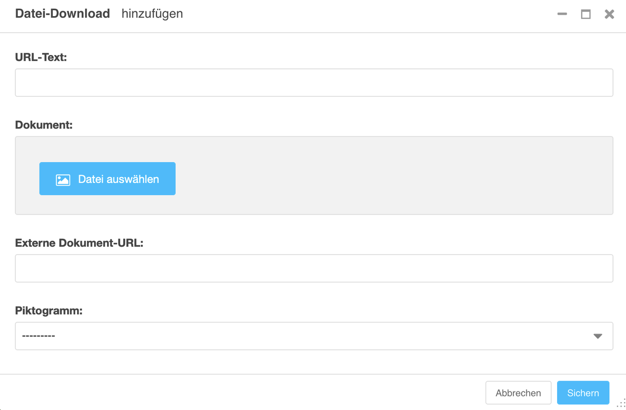 Screenshot des inklusiven Plugins »Datei-Download«