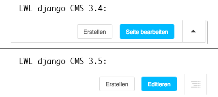 Buttons der django CMS Toolbar (Online-Version)