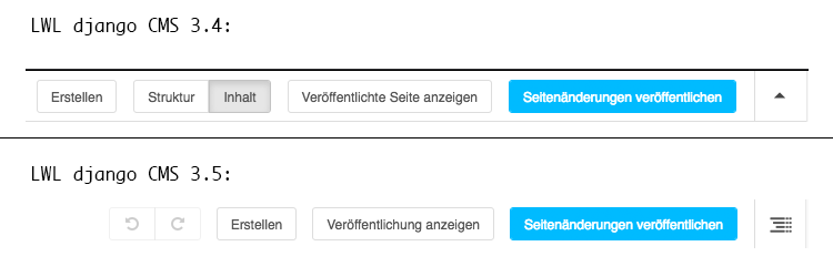 Buttons der django CMS Toolbar (3.4 zu 3.5)