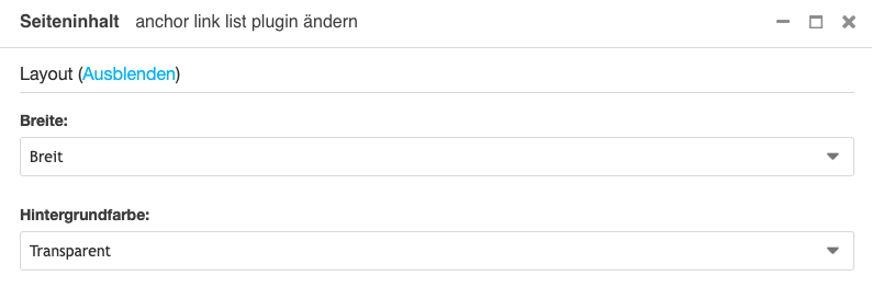 Layout-Optionen bei 015 Seiteninhalt