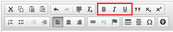 Screenshot Bearbeiten-Buttons des CKEditors, Textformatierung rot umrandet hervorgehoben