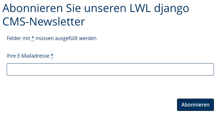 Screenshot des vollständigen Formulars auf der Website