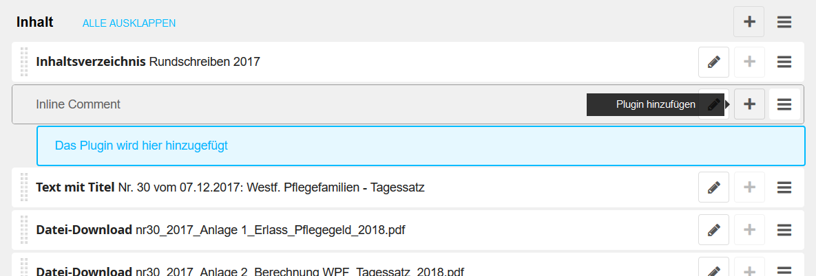 Plugin "Inline Comment" als Container für weitere Plugins verwenden